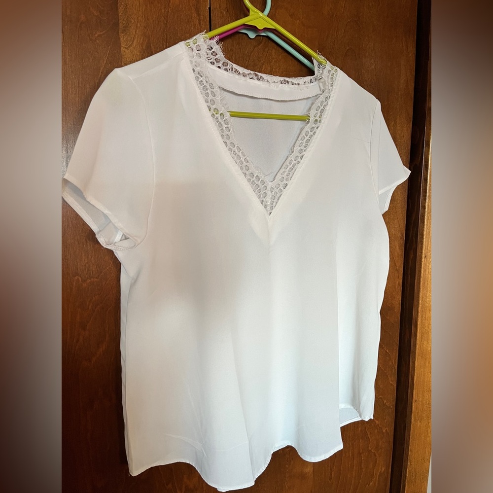 White v-neck blouse